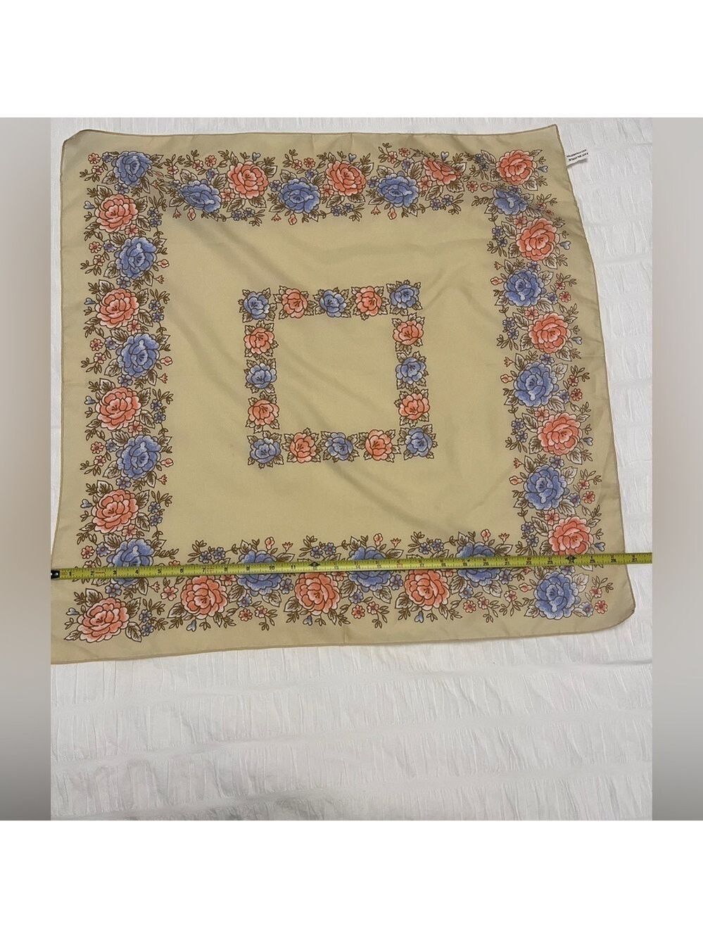 VINTAGE Square Floral Scarf Made Italy Floral Pattern Cottagecore Neck Scarf - Picture 9 of 10